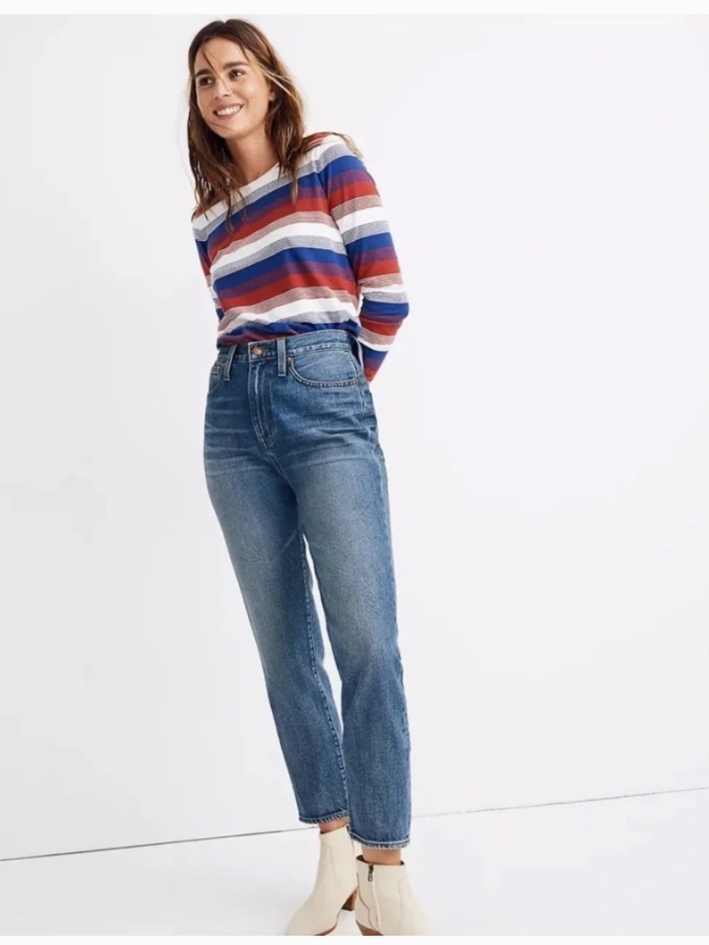 Madewell The High Rise Classic Momjean Denim in Downey Wash Size 25